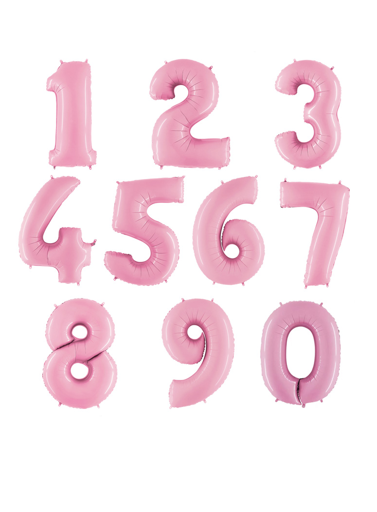 розовые фольгированные цифры пастель